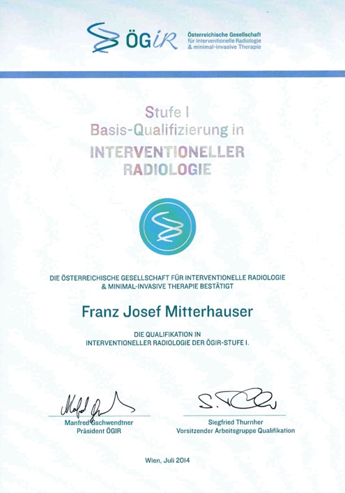 Basis-Qualifizierung in Interventioneller Radiologie (Stufe 1)